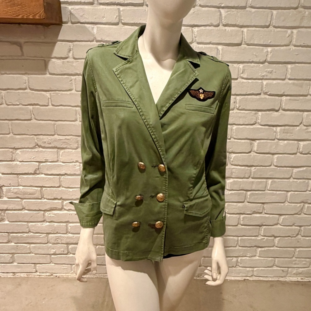 CAbi Sage Green Utility Jacket with Plaid Trim - Picture 9 of 10